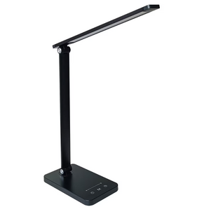 Lampa LED birou OSRAM PANAN Disk Fold, 6.5W, 255 lm, lumina alba(3000K - 6500K), dimabila, Touch control, temporizator 30/60minute, slot USB 5V/1A, Negru