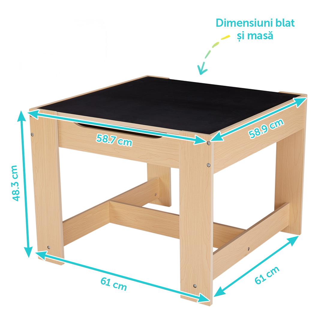 Set masuta si 2 scaune , lemn natur, U-Grow