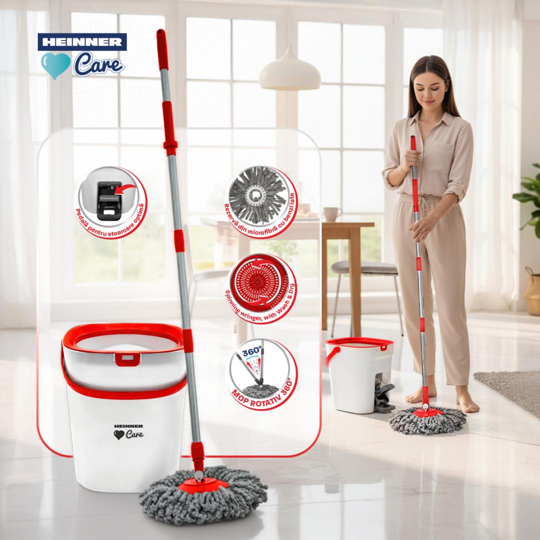 SET CURATENIE CU PEDALA WASH&DRY, CLEAN STEP, ROSU