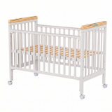 Patut din lemn bebe, +0 luni, 120x60 cm,  culoare alb, laterala culisanta, reglabil pe 3 nivele de inaltime, U-Grow