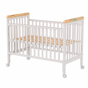 Patut din lemn bebe, +0 luni, 120x60 cm,  culoare alb, laterala culisanta, reglabil pe 3 nivele de inaltime, U-Grow