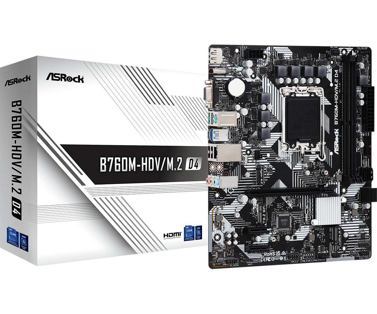 Placa de baza Asrock B760M-HDV/M.2 DDR4, 2x DDR4