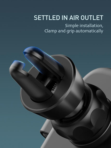 Suport auto telefon Gravity Serioux CH03, Material: ABS+ aluminium, mod de instalare: tip cataramă, poziție de fixare: aerisire, culoare: negru, potrivit pentru: telefon mobil