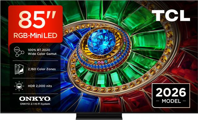 Televizor TCL RGB-MiniLed 85RM7L, 214 cm, Smart Google TV, 4K Ultra HD, 144Hz, Clasa D (Model 2026)
