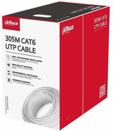 Cablu UTP CAT6,Conductor de cupru de înaltă puritate, fără oxigen, alimentare prin Ethernet,Manta exterioara PVC personalizata; Certificare CE CPR Clasa de ignifugare Eca, 305M, culoare: alb.
