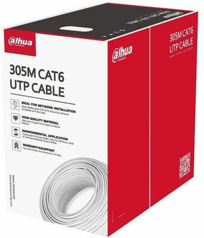 Cablu UTP CAT6,Conductor de cupru de înaltă puritate, fără oxigen, alimentare prin Ethernet,Manta exterioara PVC personalizata; Certificare CE CPR Clasa de ignifugare Eca, 305M, culoare: alb.