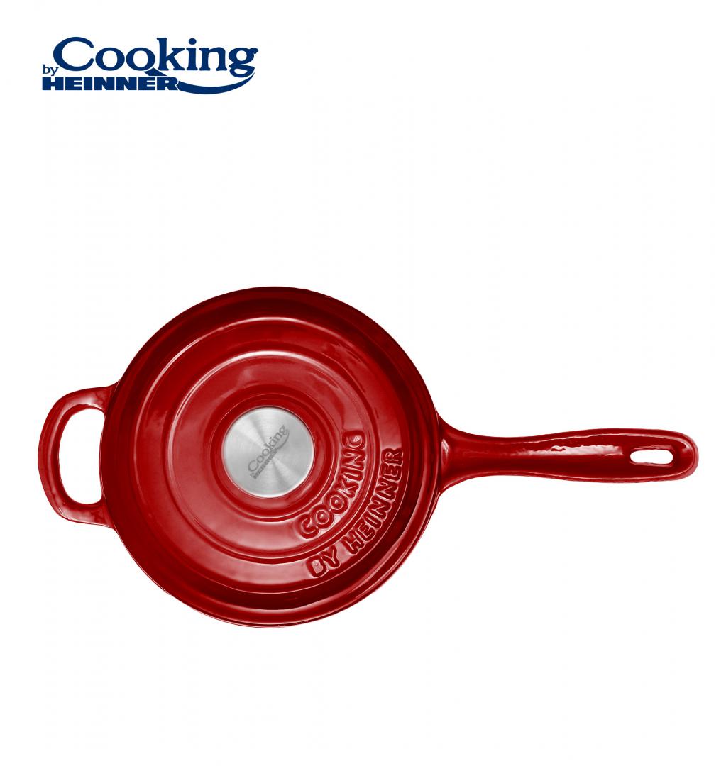 CASEROLA FONTA EMAILATA + CAPAC 19 X 9 CM, 1.8 L, RED LINE, COOKING BY HEINNER