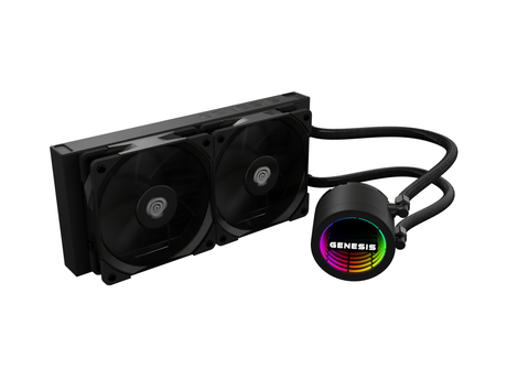 Cooler Procesor GENESIS HYDRIA 240 NEGRU, dimensiune radiator 276x120x27mm, 2 ventilatoare ARGB, Viteza ventilatoare: 500-1550 RPM, Airflow ventilatoare: 80 CFM, Suport AMD: AM4/AM5, suport INTEL: LGA 1151/1156/1150/1200/1700/1851