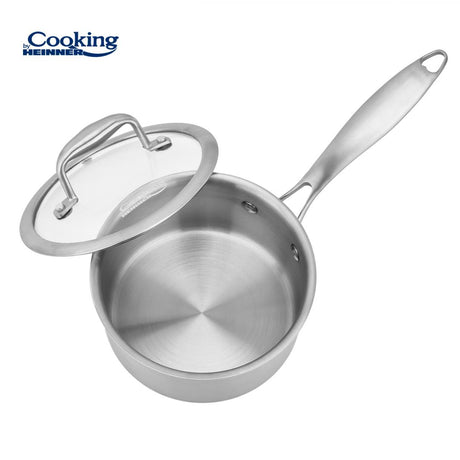 CASEROLA INOX+CAPAC STICLA 16x8.5CM,1.6L, ATOMIC3, COOKING BY HEINNER