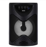 Boxa portabila Akai ABTS-704, Bluetooth 4.2, radio FM, 1x port USB pentru mp3 player, 1x slot card TF, lumini LED, baterie reincarcabila, 1x slot pentru microfon, timp de incarcare 2 ore, timp de folosire 1.5 ore la volum maxim