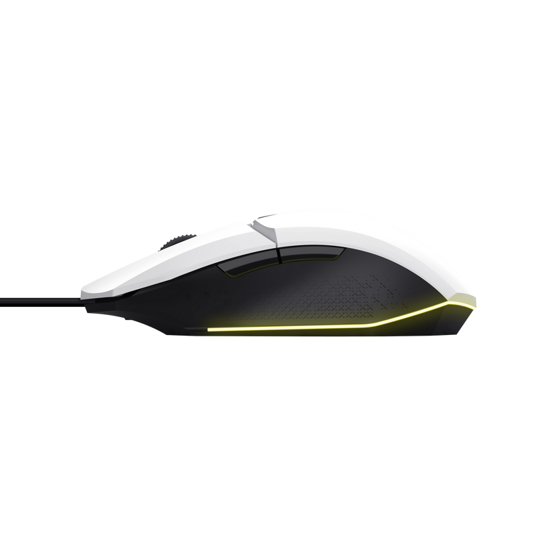 Mouse Trust GXT110W Felox cu fir, rezolutie maxima 6400 DPI, alb