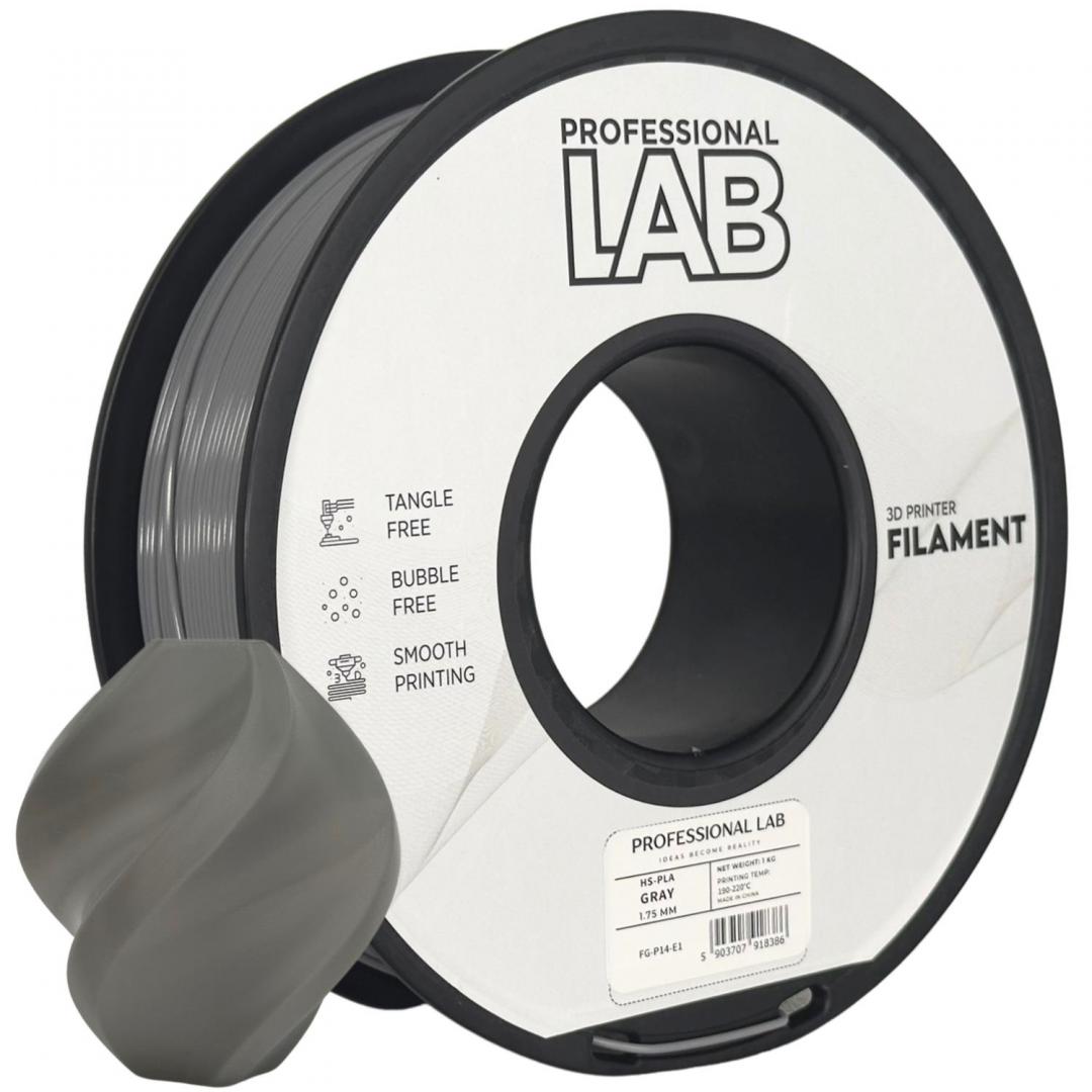 Filament 3D Proffesional Lab, Diamentru 1.75mm, Greutate: 1KG, Culoare: Gri, Material: PLA, Temperatura: 180-240c.