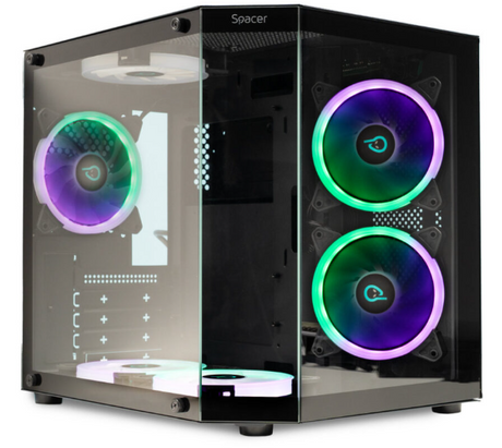 Carcasa Spacer Aquarium, RGB, Micro Tower, Black