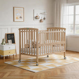 Patut din lemn bebe, +0 luni, 120x60 cm,  culoare natur,laterala rabatabila, reglabil pe 3 nivele de inaltime, U-Grow
