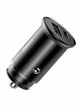 Incarcator auto Baseus Circular metal, 2 porturi USB iesire, pentru bricheta auto,  negru