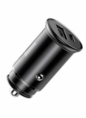 Incarcator auto Baseus Circular metal, 2 porturi USB iesire, pentru bricheta auto,  negru