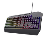 Tastatura Trust cu fir GXT836 Evocs, numar butoane 114, interfata USB 2.0, conector USB-A, iluminare RGB rainbow, negru