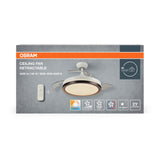 Plafoniera LED cu ventilator Osram Retractable cu Telecomanda, 66W, 4200lm, lumina alba (3000-4000-6500K), IP20, max 6460 m³/h, timer 2h-4h-8h, Alb/Negru