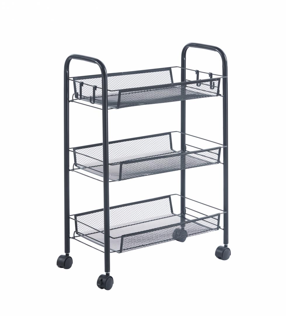 Carucior din metal cu 3 niveluri si roti, 45x27x64 cm