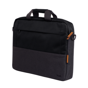 Geanta laptop Trust Lisboa, pentru laptopuri cu diagonala pana in 16",2 compartimente, material POM, RPET Polyester, RPET, volum 2.1 L, negru