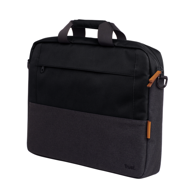 Geanta laptop Trust Lisboa, pentru laptopuri cu diagonala pana in 16",2 compartimente, material POM, RPET Polyester, RPET, volum 2.1 L, negru