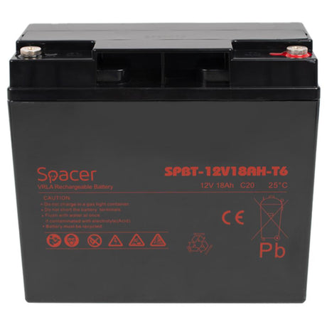 Acumulator UPS SPACER 12V/18Ah, negru