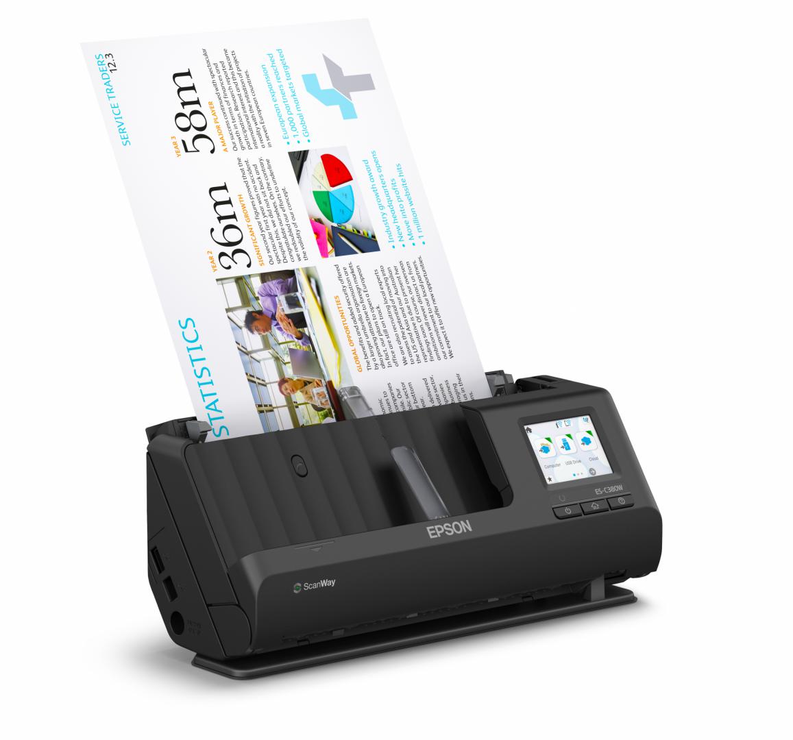 Scanner EPSON ES-C380W, A4, Automat, Sheetfed, USB + WLAN