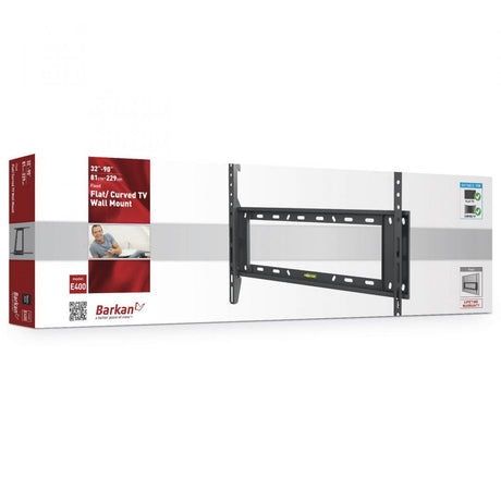 Suport TV de perete, Barkan E400+.B, Fix, 32"- 90", VESA 600 x 400 mm, suporta pana la 60kg, negru