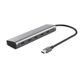 Hub Trust Halyx, 5 porturi USB-C 3.2 gen 1: 1 USB-C 100W PD port / 4 USB-C data ports, USB PD 3.0, gri