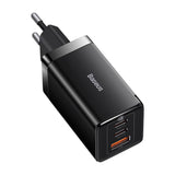 Incarcator retea Baseus GaN5 PRO, Quick Charge 65W, 2 porturi USB PD, 1 port USB Quick Charge, include cablu USB -C la USB-C de 100W, lungime 1m, negru
