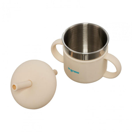 Cana din silicon cu pai si interior din inox,220 ml, U-Grow
