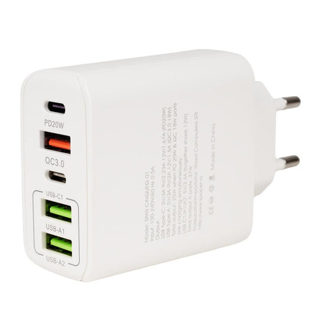Incarcator retea Spacer QC 38W, 5 x porturi: USB Type-C PD x 1m USB Type-C x 1, USB Quick Charge x 1, USB x 2, alb