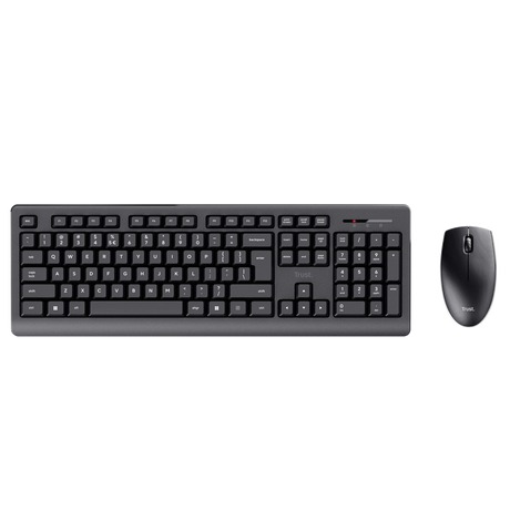 Kit Trust Primo tastatura standard, mouse wireless optic, rezoltie maxima 1200 DPI, negru
