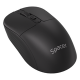 Mouse Spacer wireless, rezolutie 1600DPI, butoane/scroll 4/1,buton ON/OFF, click silentios S/D, baterie 1 x AA, inclusa, dimensiuni 108 x 62 x 36mm, negru