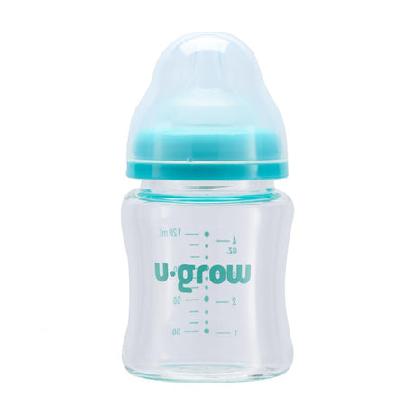 Biberon de sticla 120 ml+2 tetine extra, U-Grow