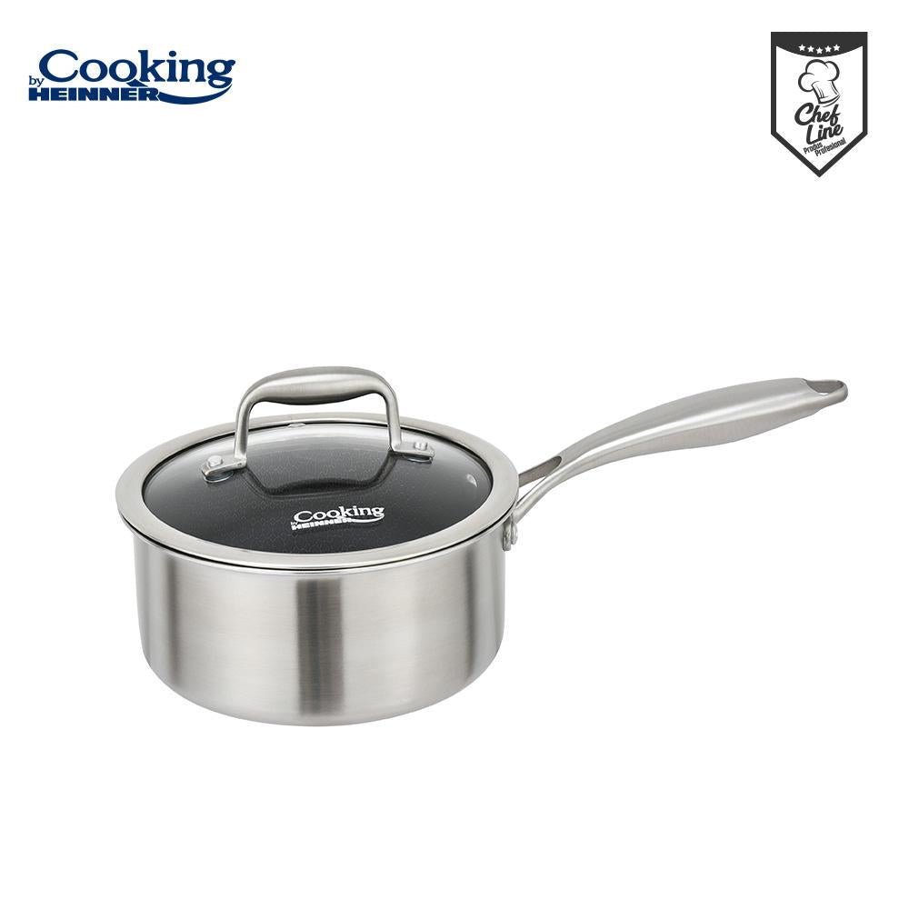 CASEROLA INOX+CAPAC STICLA IN 3 STRATURI 18X9 CM, 2 L, TITANIUM3, COOKING BY HEINNER