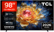 Televizor TCL QD-MiniLED 98T8D, 248 cm, Smart Google TV, 4K Ultra HD, 144Hz, Onkyo