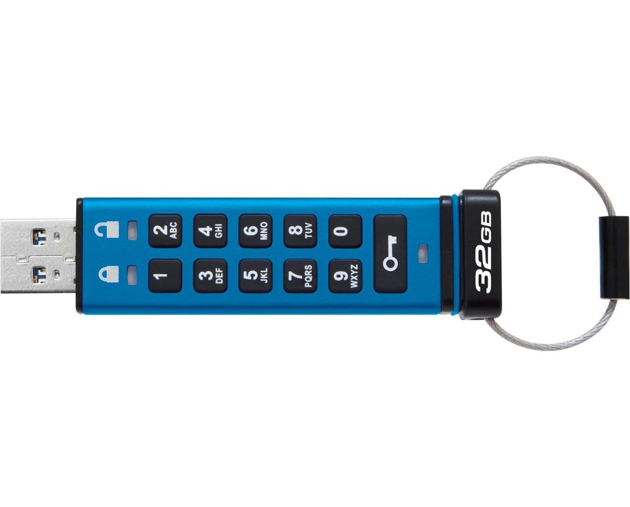 USB Flash Drive Kingston 32GB IronKey Keypad 200, USB 3.2 Gen1, FIPS140-3 Lvl 3 (Pending) AES-256 Encrypted