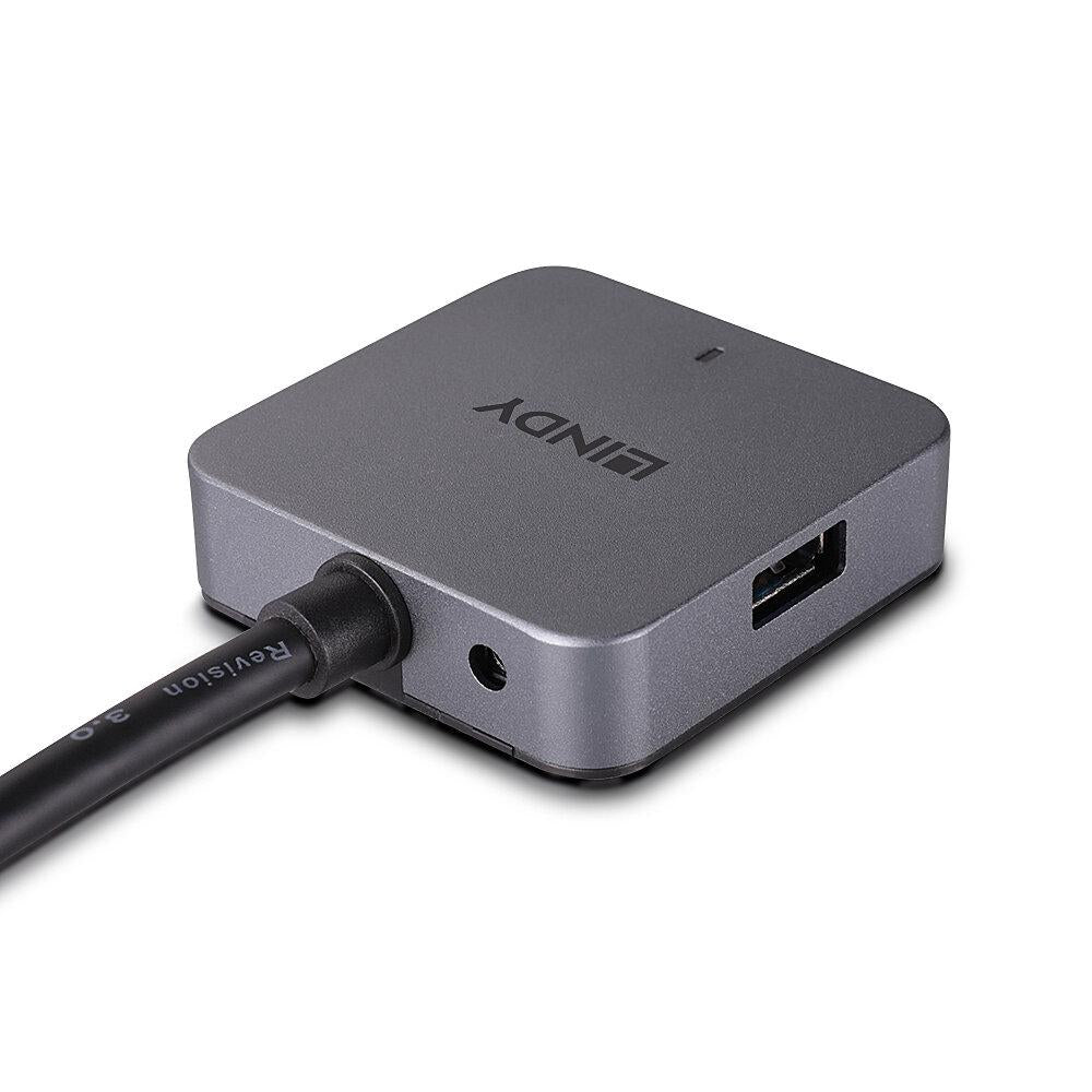 Hub Lindy 4 Porturi, interfata USB 3.2 / 3.1 Gen 1 / USB 3.0, lungime 5m, latime de banda suportata 5Gbs, chipset: VL817-Q7, gri