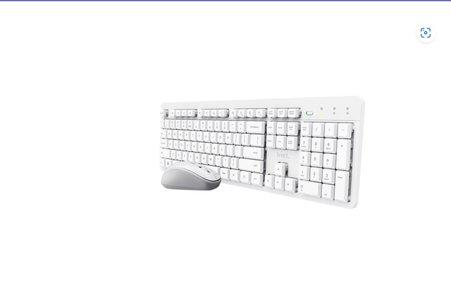 Kit Trust Ody II wireless, cu taste silentioase, cu functie de power saving, rezistenta la stropire, conectare tip USB-A 2.0, include 2 baterii, compatibila PC/Laptop (Windows, MacOS, Chrome OS), rezolutie mouse 1600 DPI, optic, alb