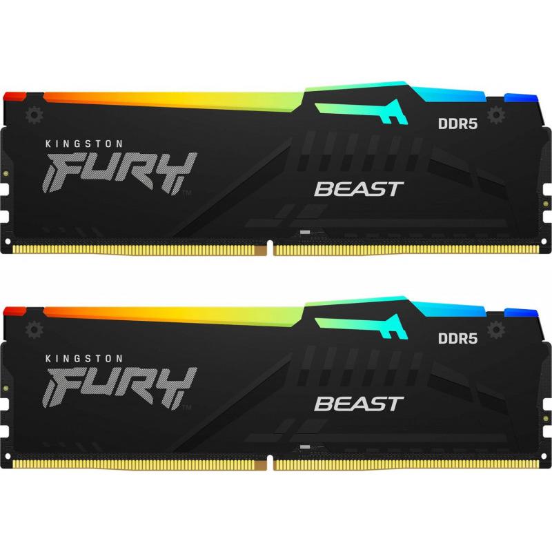 Memorie RAM Kingston , DIMM, 32GB (2x16GB) DDR5, CL40, 5200MHz FURY Beast RGB
