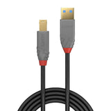 Cablu Lindy 2m USB 3.2 Type A to B, Anthra Line, latime de banda suportat  5Gbps, material PVC, negru