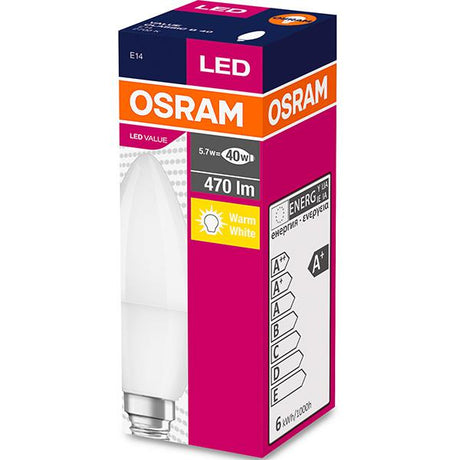 Bec LED Osram Value Classic B, E14, 4.9W (40W), 470 lm, luminacalda(2700K)