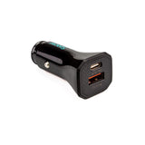 Incarcator auto Spacer Fast Charge 12W, 5V/2.4A max, putere 12W, 1 x USB + 1 x USB Type-C, pt. bricheta auto, negru