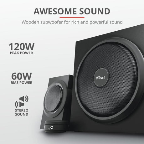 Sistem audio Trust Yuri 2.1, 60W, negru