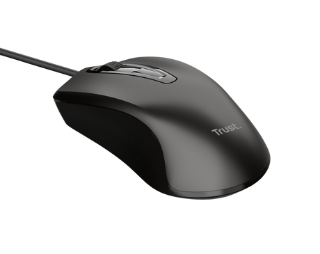 Mouse Trust cu fir, optic, rezolutie maxima 1200 DPI, negru