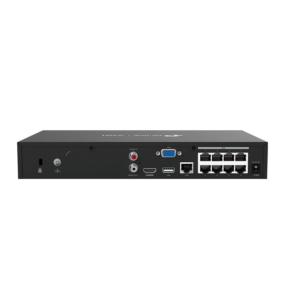 NVR PoE TP-Link VIGI 8 canale 1008H-8MP; 53W, 8 MP,1 SATA Interface, max 16TB(neinclus), H.265+; ONVIF, etecție mișcare, linie, intruziune, persoane, vehicule etc.