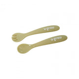 Set diversificare 5 piese silicon : baveta, bol, farfurie, lingurita si furculita, olive, U-Grow