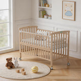 Patut din lemn bebe, +0 luni, 120x60 cm,  culoare natur,laterala rabatabila, reglabil pe 3 nivele de inaltime, U-Grow