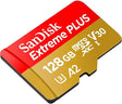 Card de Memorie MicroSDXC SanDisk Extreme PLUS, 128GB, Clasa 10, R/W speed: up to 100MB/s/ 90MB/s, include adaptor SD (pentru telefon)